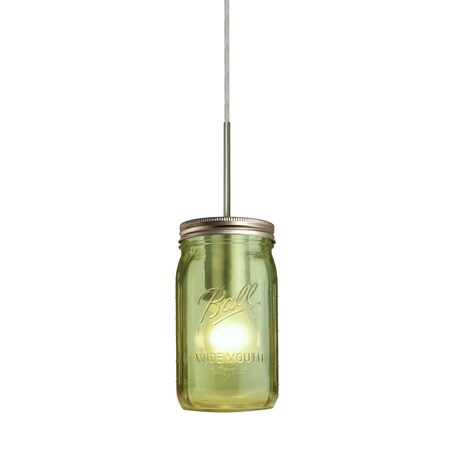 Besa Lighting Milo 4 Cord Pendant, Green, Satin Nickel Finish, 1x40W Incandescent 1JT-MILO4GR-SN